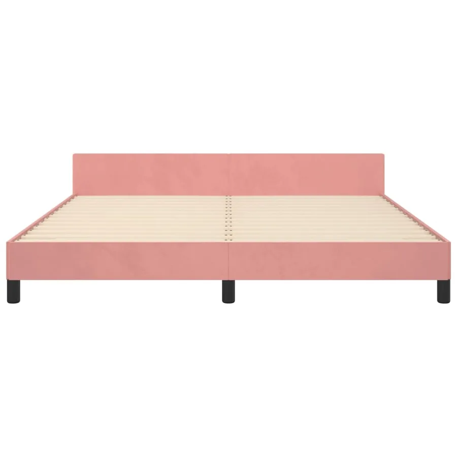 Cadre de lit sans matelas rose 160x200 cm velours - 6