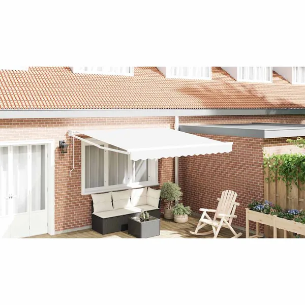 Auvent rétractable Blanc 300 x 250 x 165 cm Polyester et métal