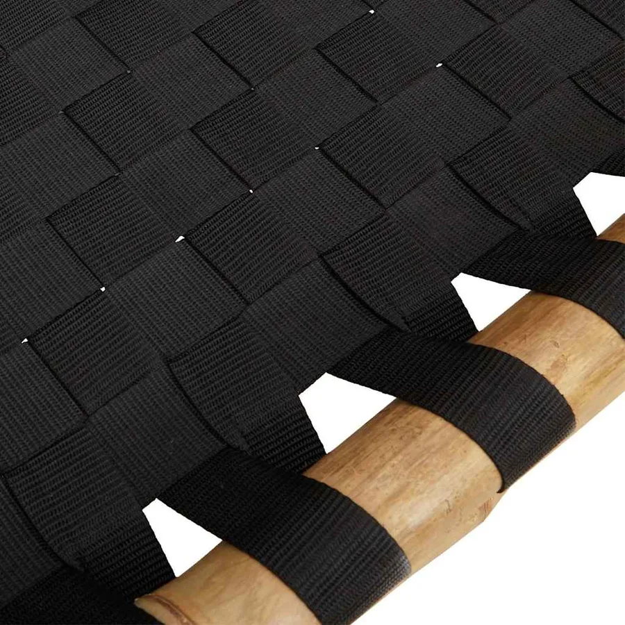 Transat en bambou avec sangles tissées noires 55 x 200 x 30 cm - 10