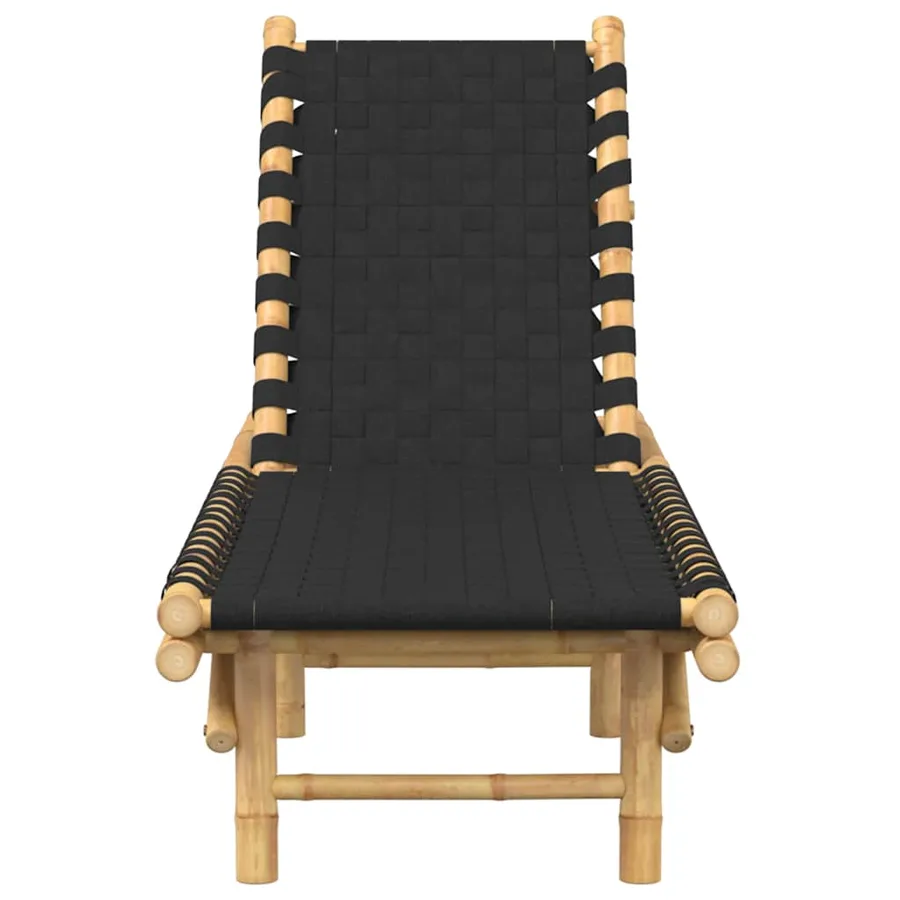 Transat en bambou avec sangles tissées noires 55 x 200 x 30 cm - 4