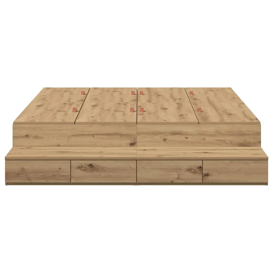 Cadre de lit avec rangement avec tiroir Chêne artisanal 140 cm - 7