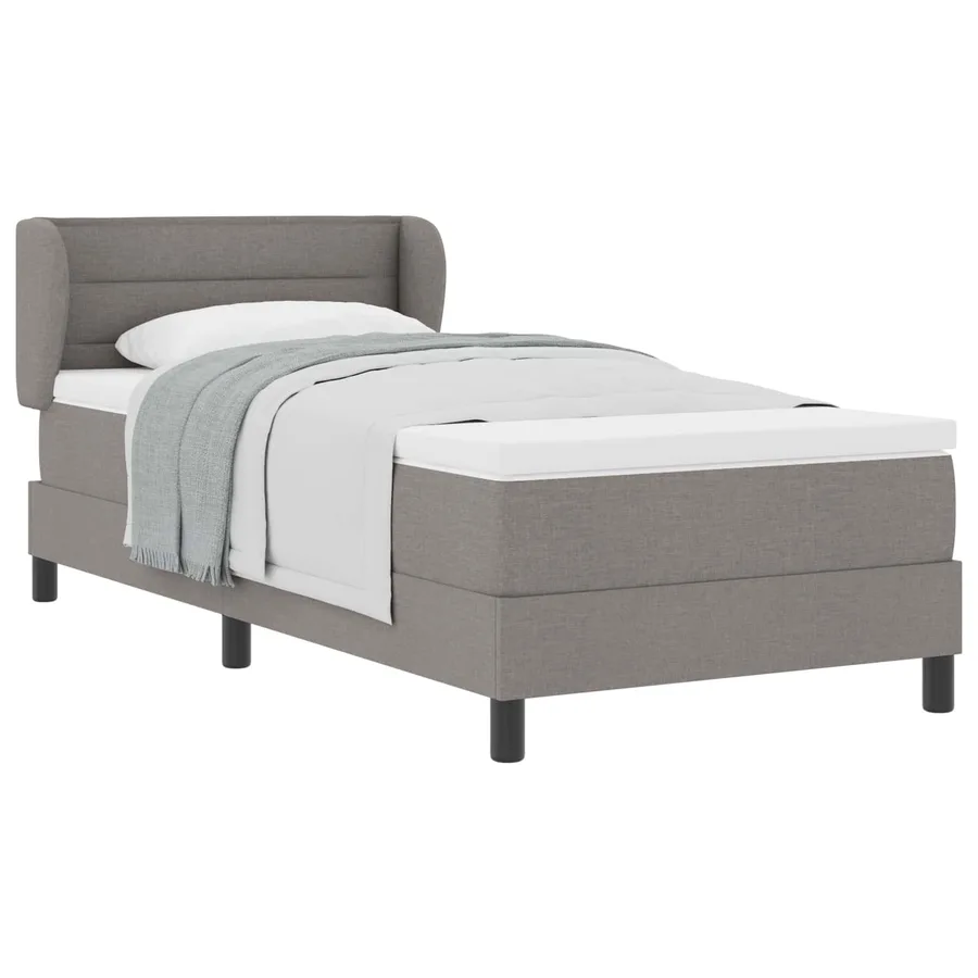 Lit à ressorts avec matelas Taupe 90 x 190 cm tissu - 2