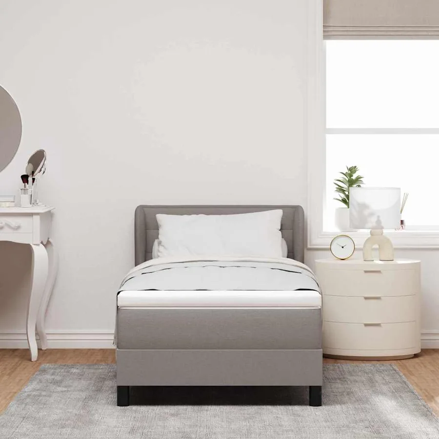 Lit à ressorts avec matelas Taupe 90 x 190 cm tissu - 3