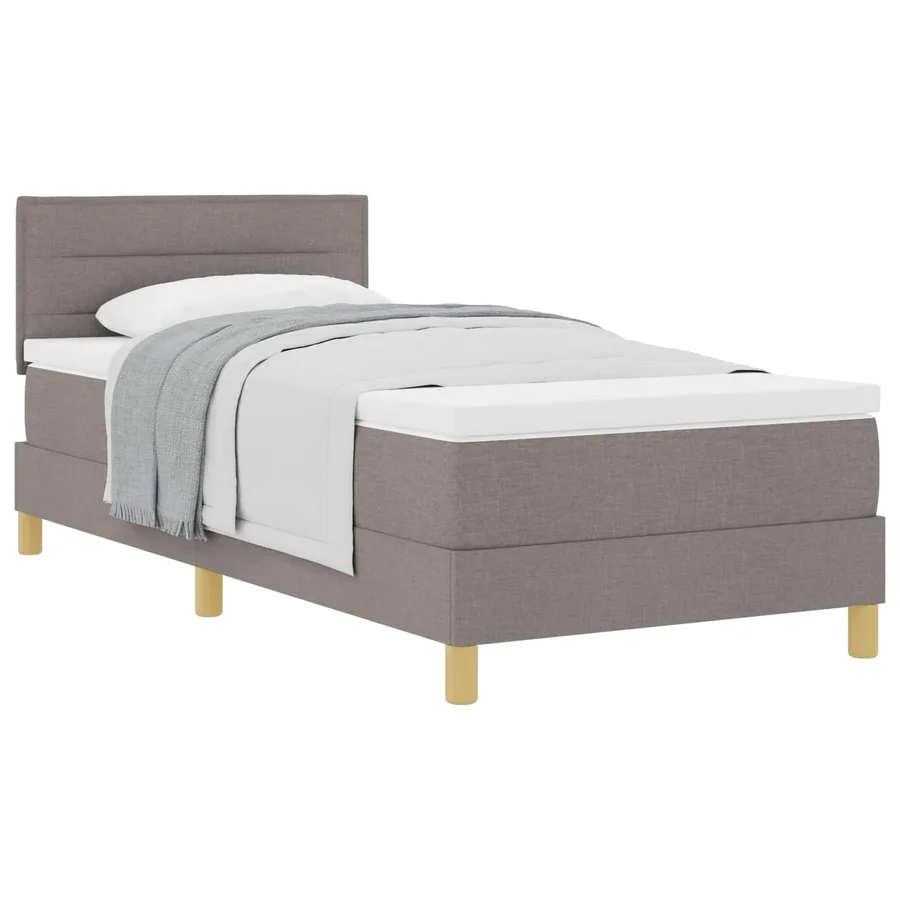 Lit à ressorts avec coussin Taupe 90 x 190 cm tissu - 2