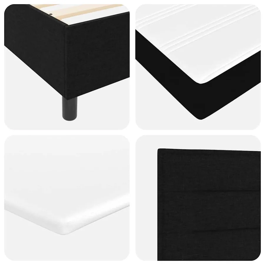 Lit à ressorts avec matelas Noir 120 x 200 cm tissu - 10