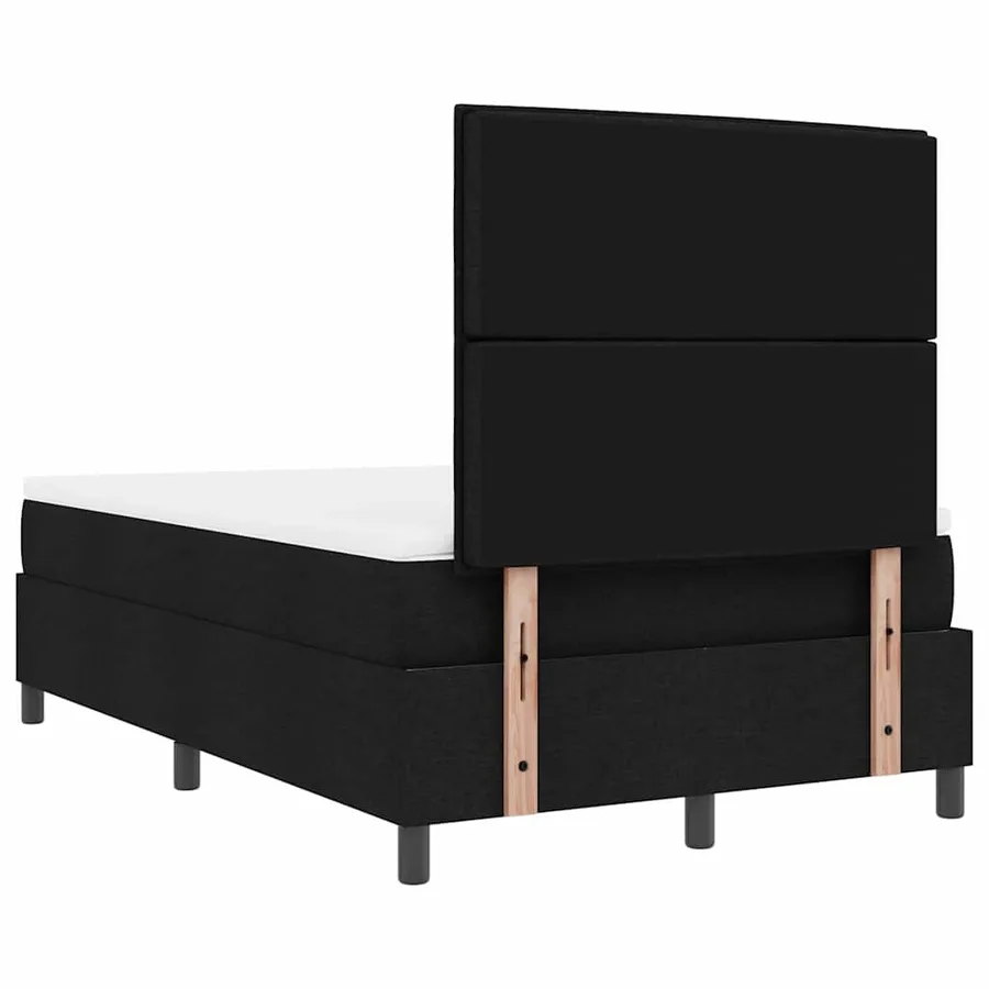 Lit à ressorts avec matelas Noir 120 x 200 cm tissu - 9