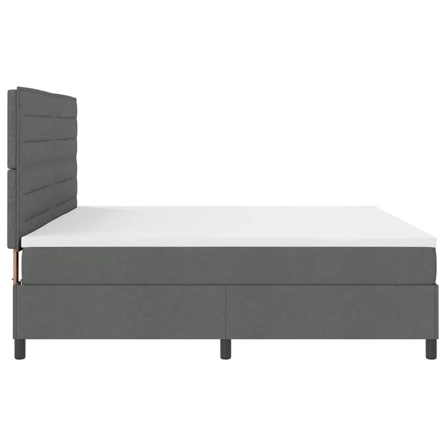 Lit à ressorts avec matelas Gris foncé 200 x 200 cm tissu - 10