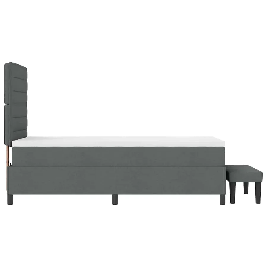 Lit à ressorts avec tête de lit Gris foncé 100 x 200 cm tissu - 9