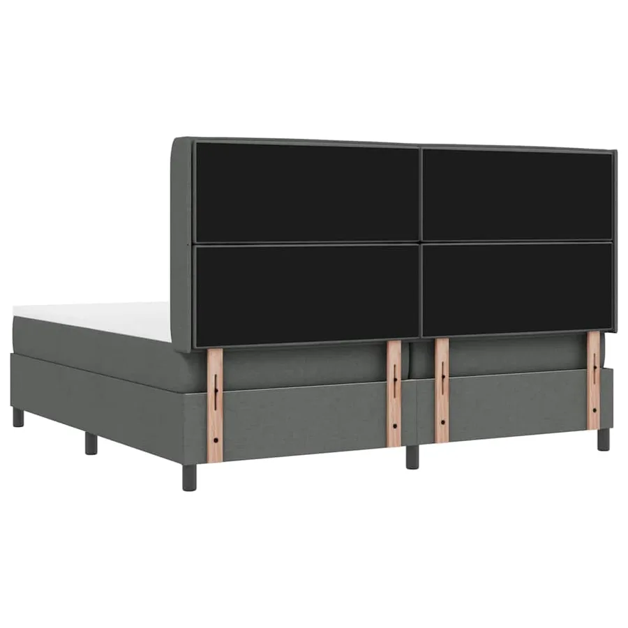 Lit à ressorts avec matelas Gris foncé 200 x 200 cm tissu - 9