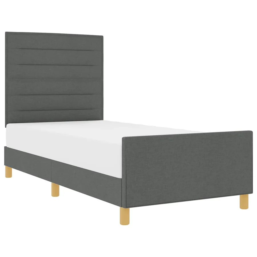 Cadre de lit avec tête de lit Gris foncé 100 x 200 cm tissu - 2