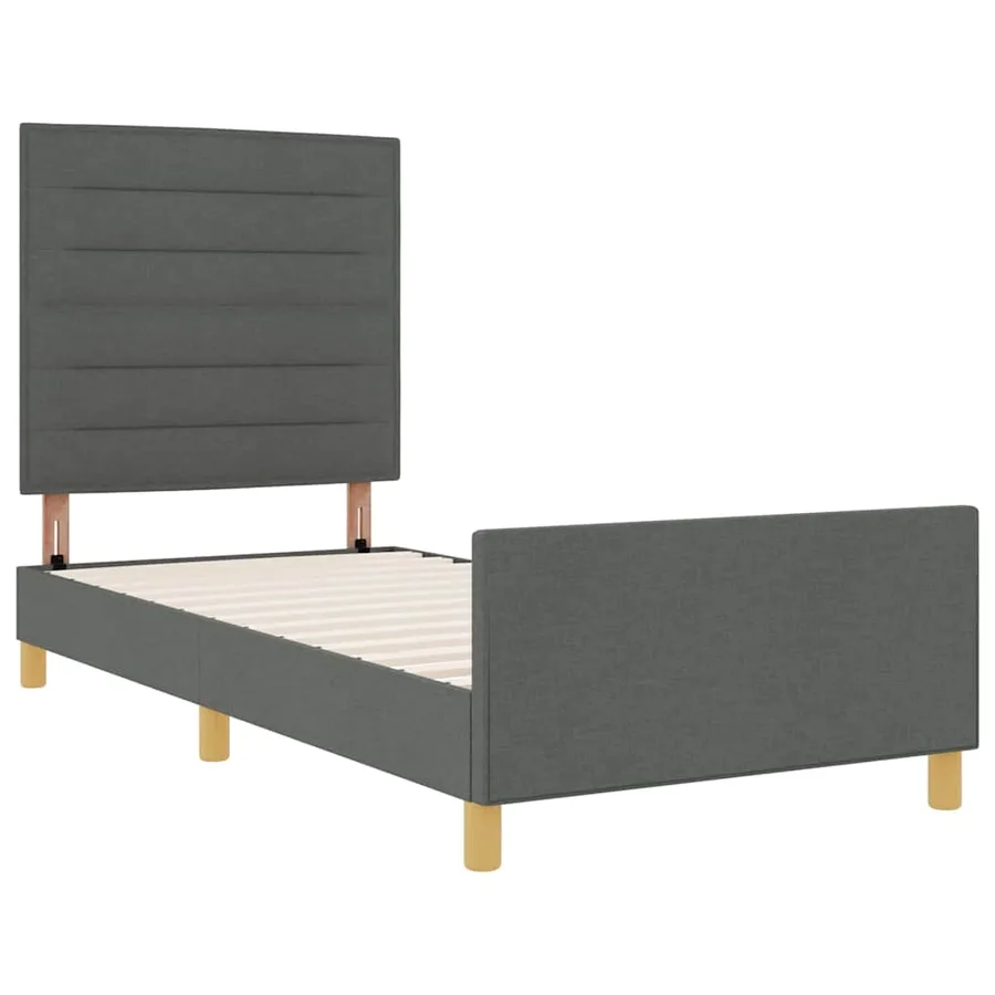 Cadre de lit avec tête de lit Gris foncé 100 x 200 cm tissu - 4