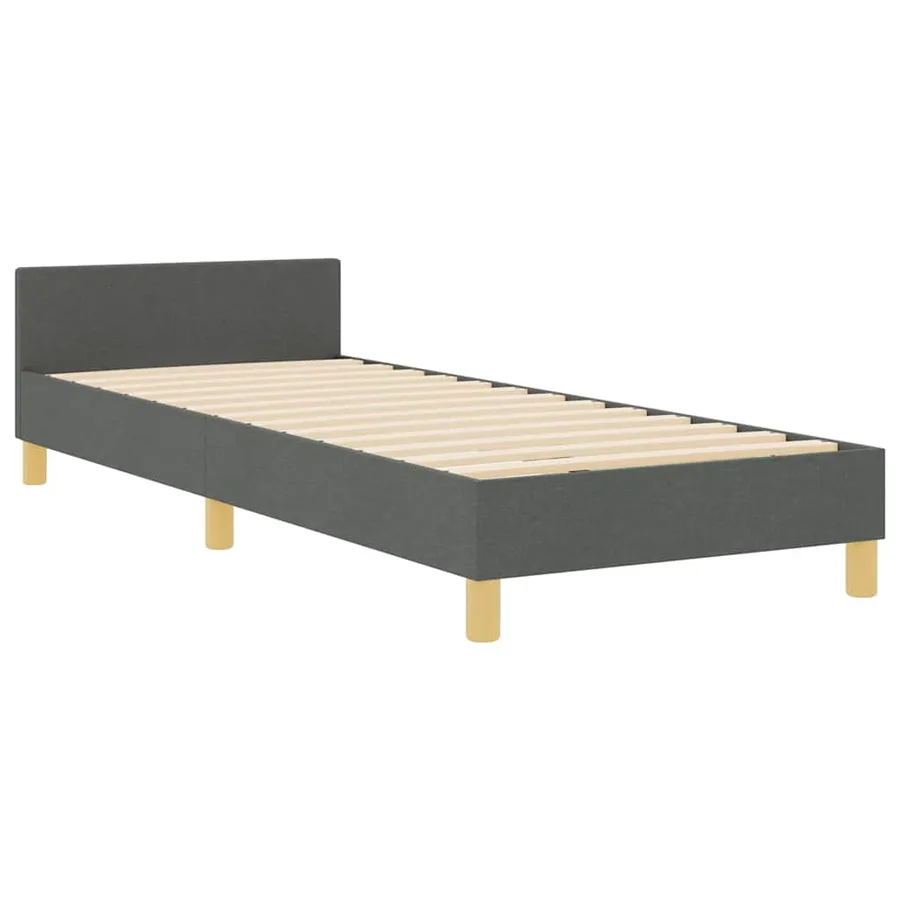 Cadre de lit avec tête de lit Gris foncé 100 x 200 cm tissu - 6