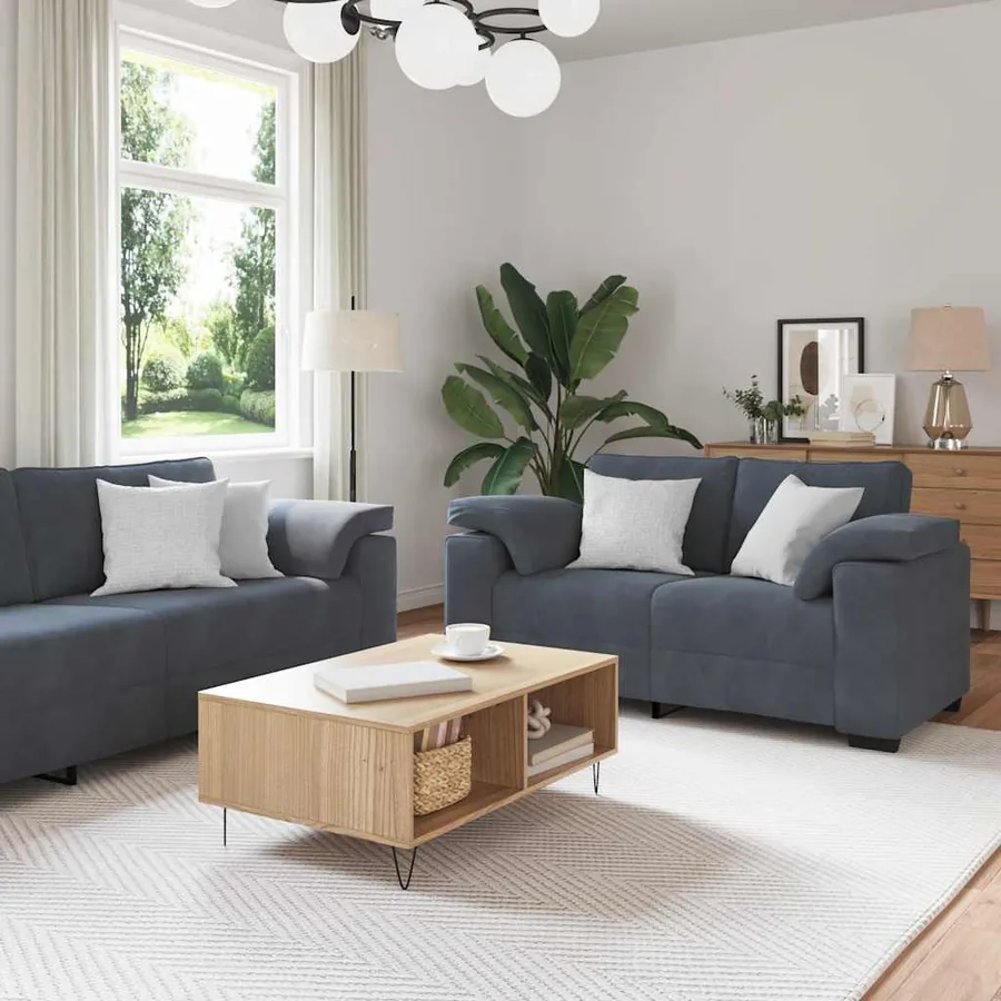 Ensemble de canapés 3 pcs avec coussins Gris foncé Velours