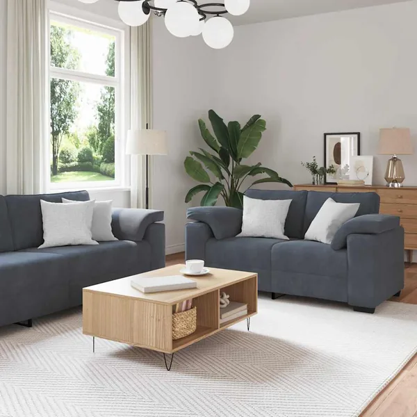 Ensemble de canapés 3 pcs avec coussins Gris foncé Velours