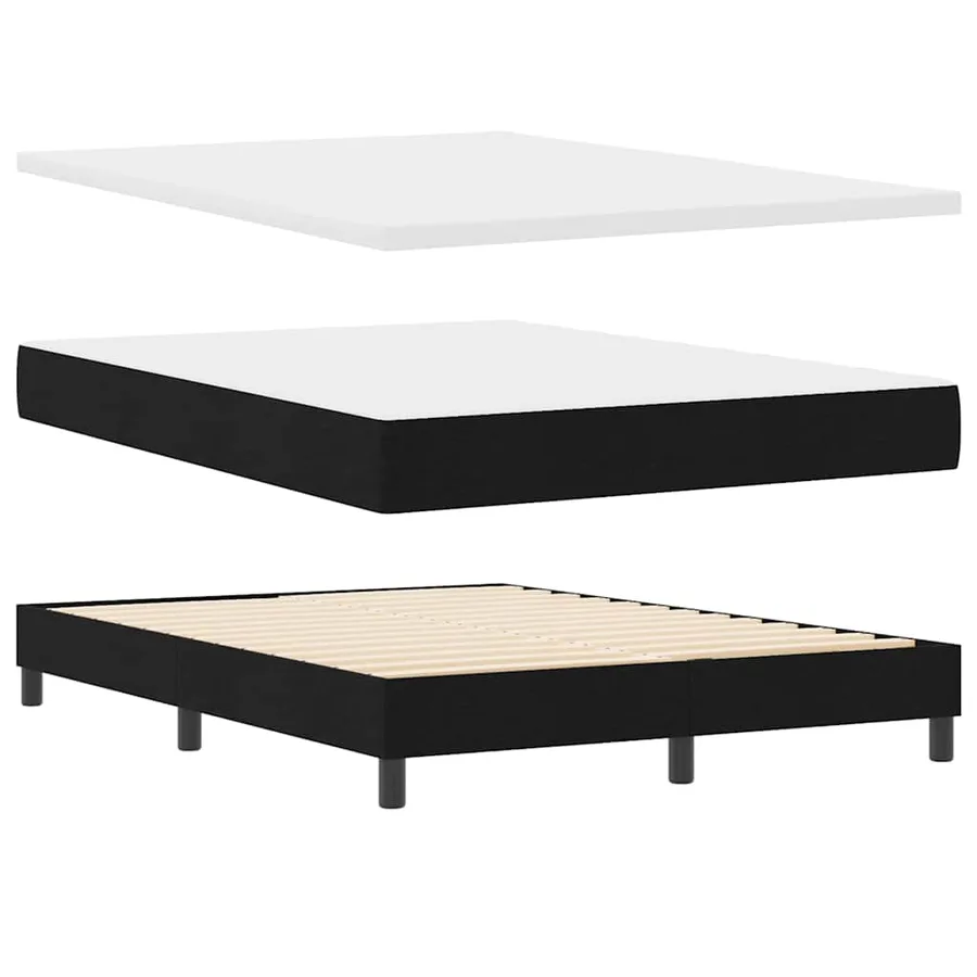 Lit à ressorts avec matelas avec LED Noir 160 x 200 cm tissu - 6