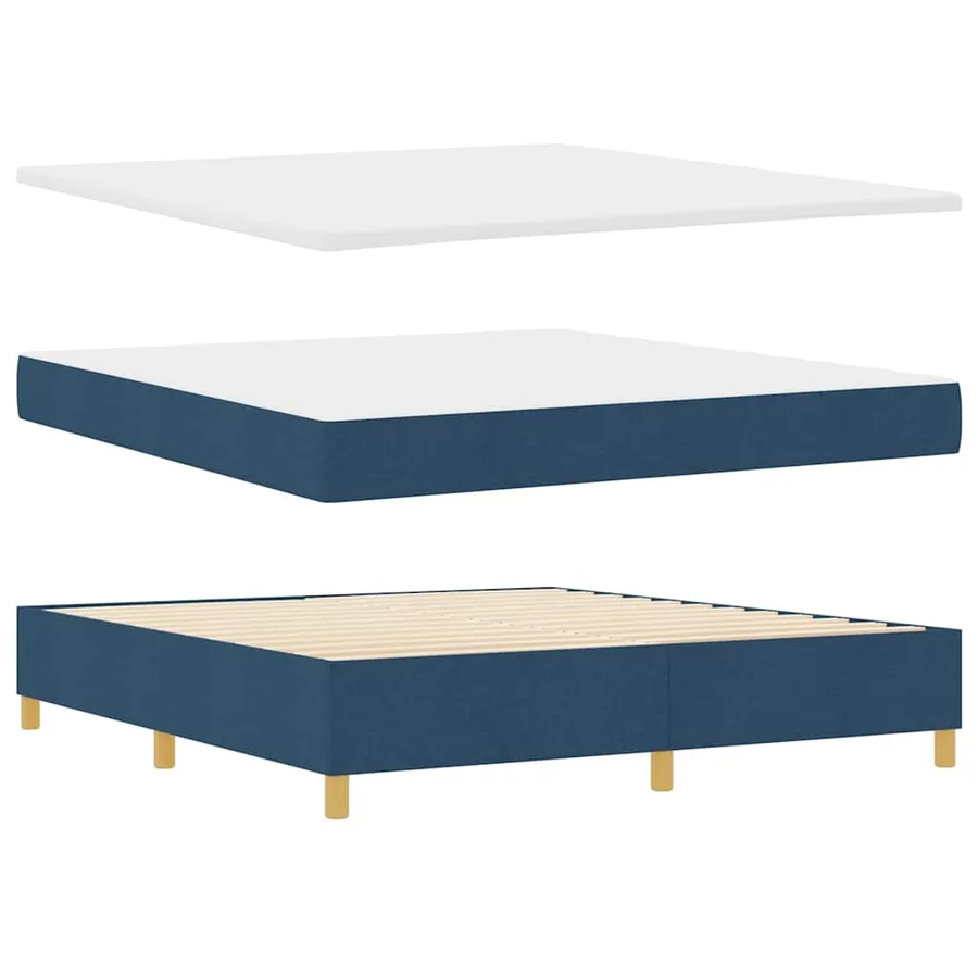 Lit à ressorts avec matelas Bleu 180 x 200 cm tissu - 4