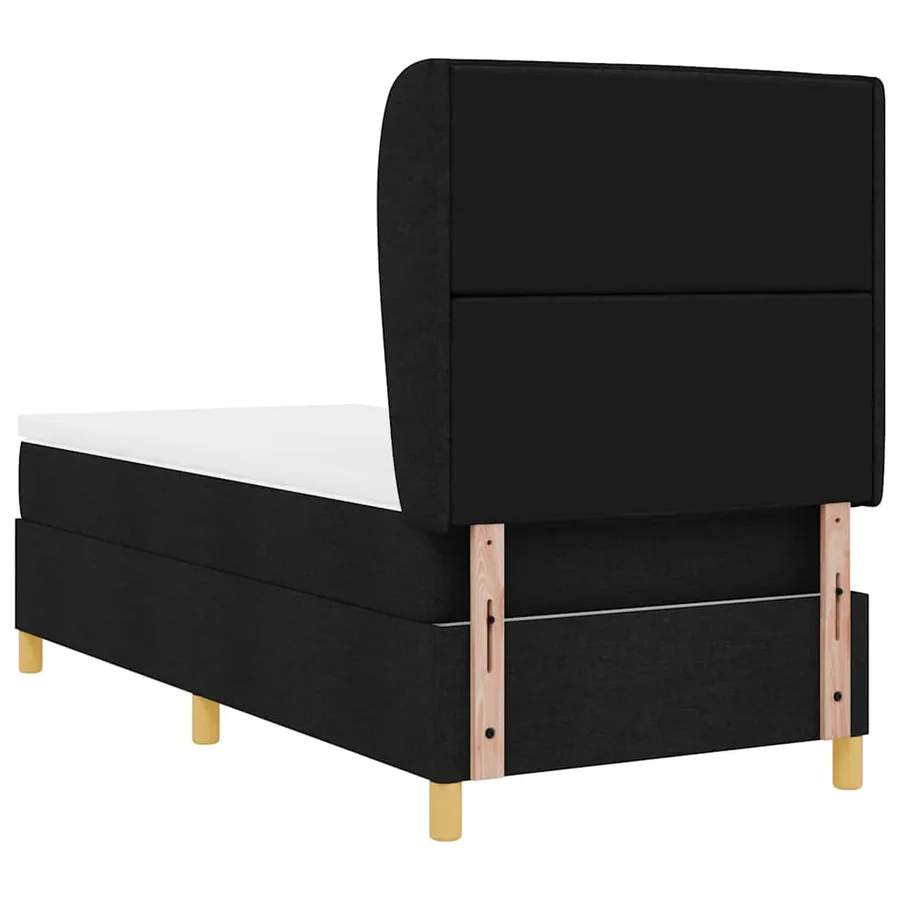 Lit à ressorts avec matelas Noir 190 x 90 cm tissu - 9