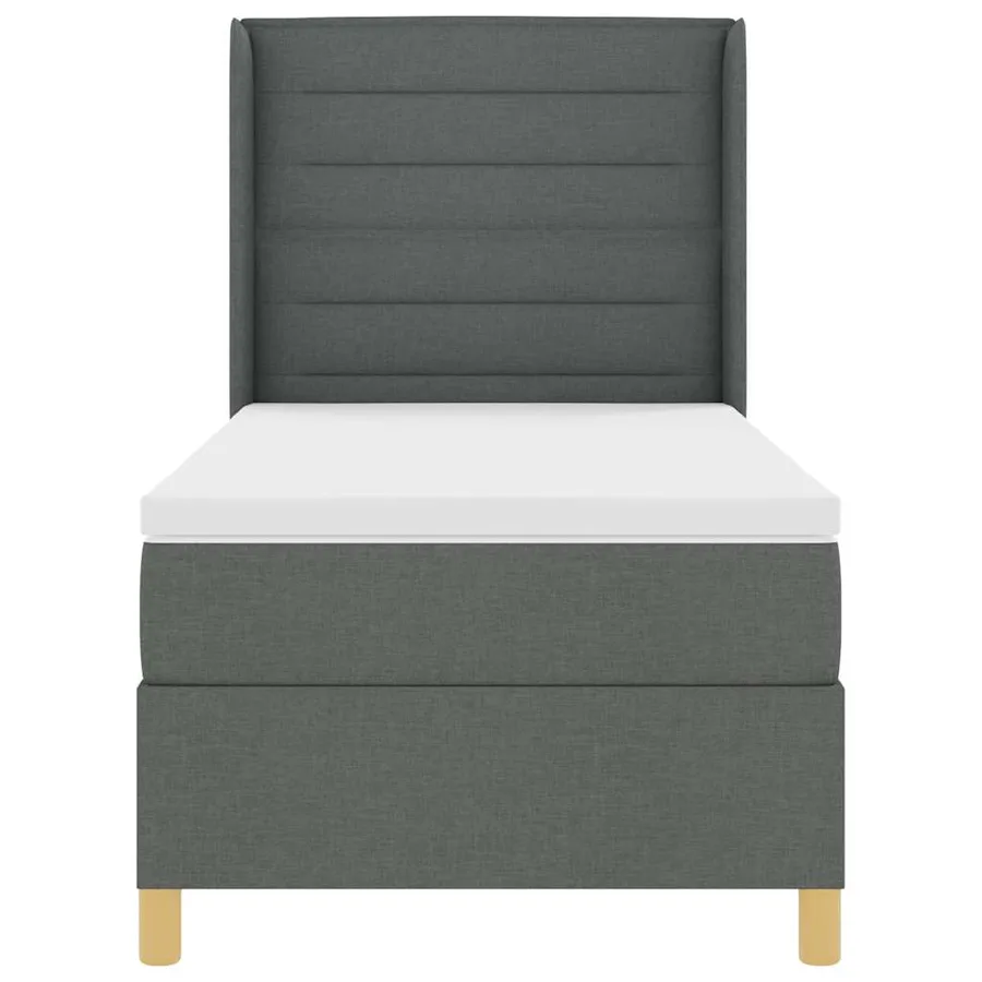 Lit à ressorts avec matelas Gris foncé 90 x 200 cm tissu - 7