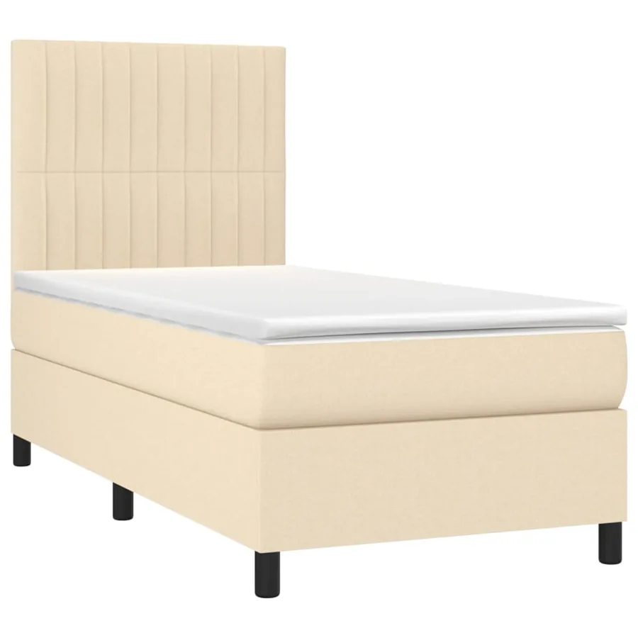 Sommier à lattes de lit et matelas et LED Crème 80x200cm Tissu - 3