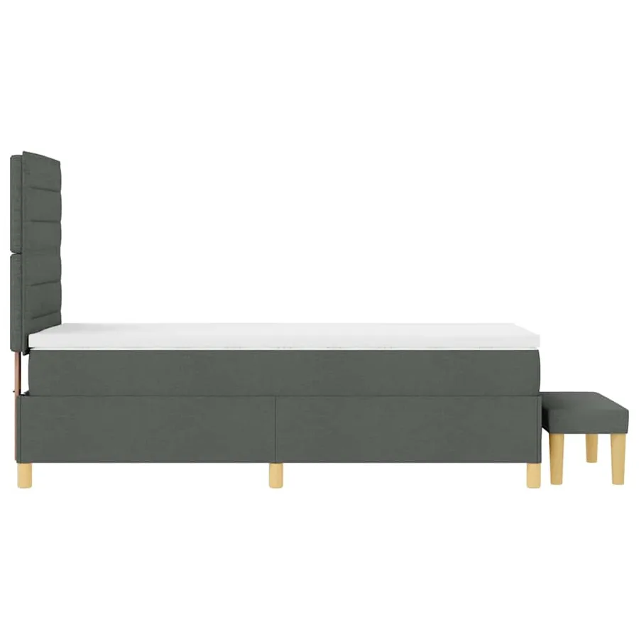 Lit à ressorts avec tête de lit Gris foncé 200 x 90 cm tissu - 9
