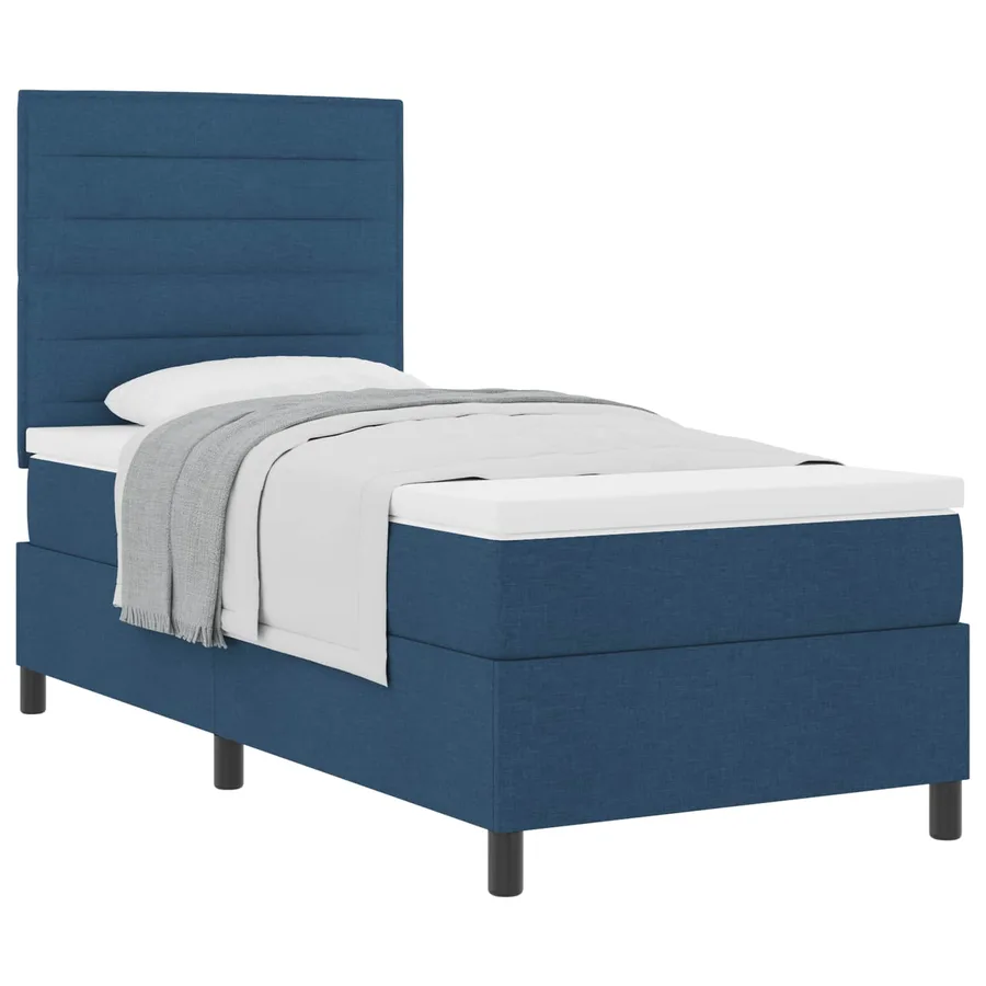 Lit à ressorts avec matelas Bleu 90 x 200 cm tissu - 2