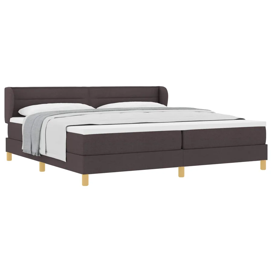 Lit à ressorts avec matelas Marron foncé 200 x 200 cm tissu - 2