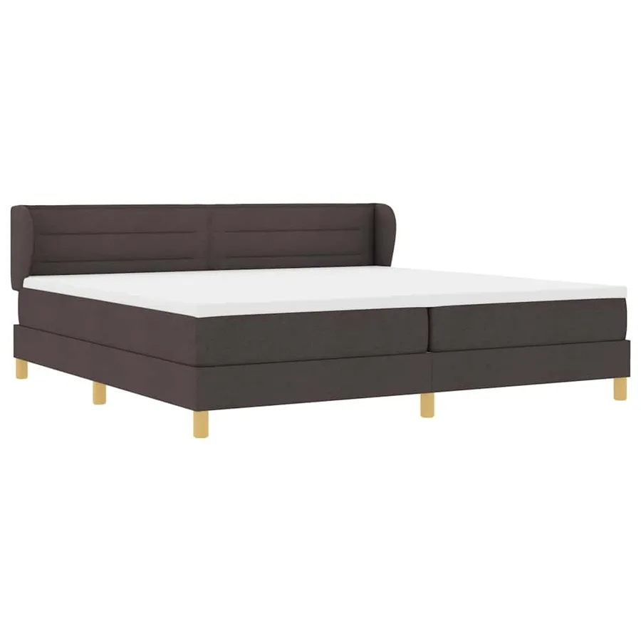 Lit à ressorts avec matelas Marron foncé 200 x 200 cm tissu - 6