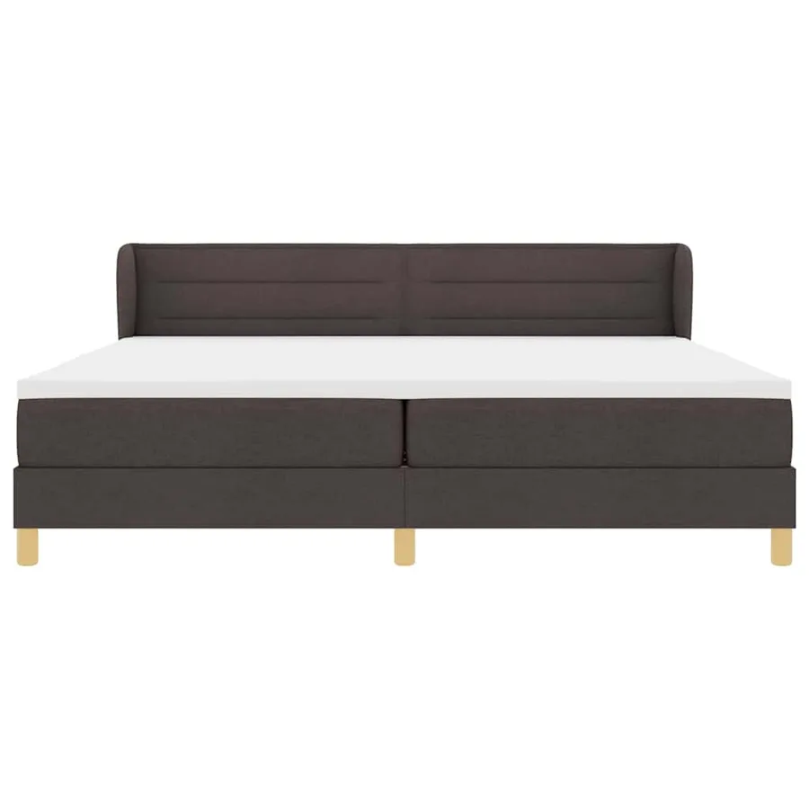 Lit à ressorts avec matelas Marron foncé 200 x 200 cm tissu - 7