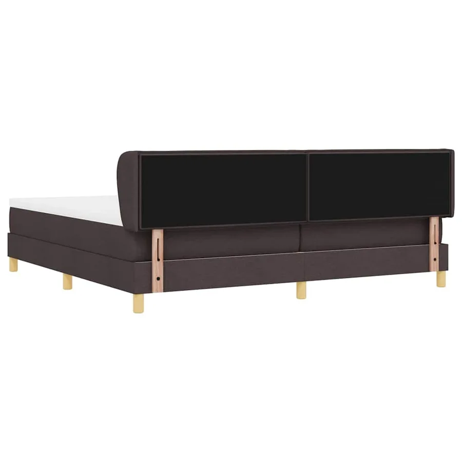 Lit à ressorts avec matelas Marron foncé 200 x 200 cm tissu - 9