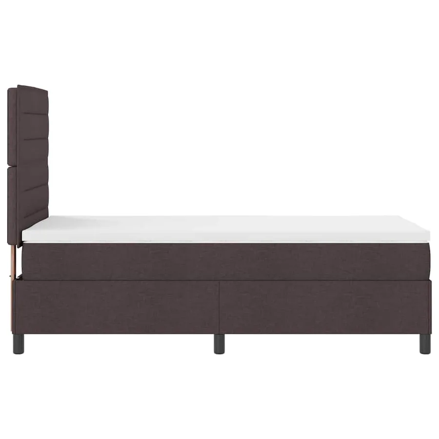 Lit à ressorts avec matelas Marron foncé 100 x 200 cm tissu - 9