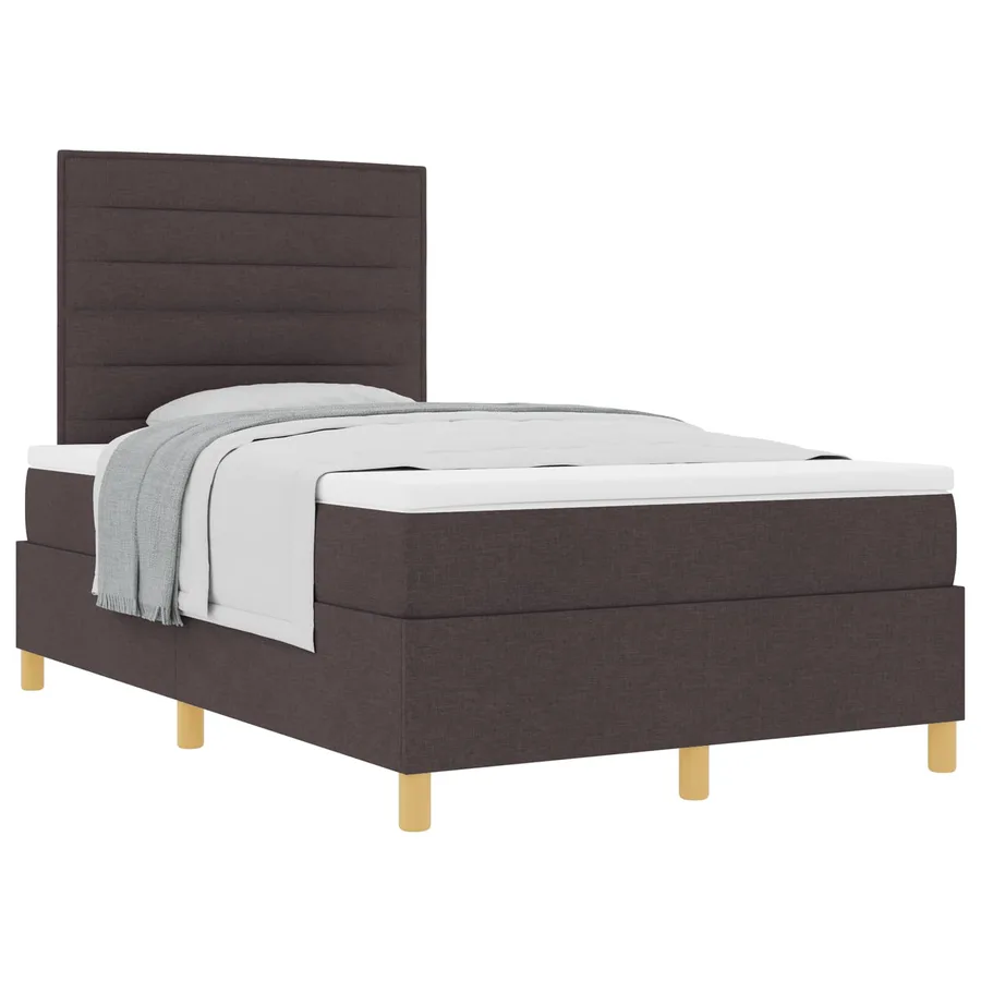 Lit à ressorts avec matelas Marron foncé 120 x 200 cm tissu - 2