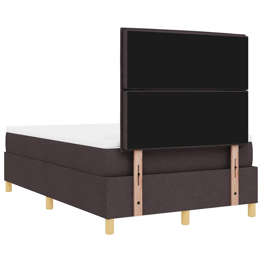 Lit à ressorts avec matelas Marron foncé 120 x 200 cm tissu - 9
