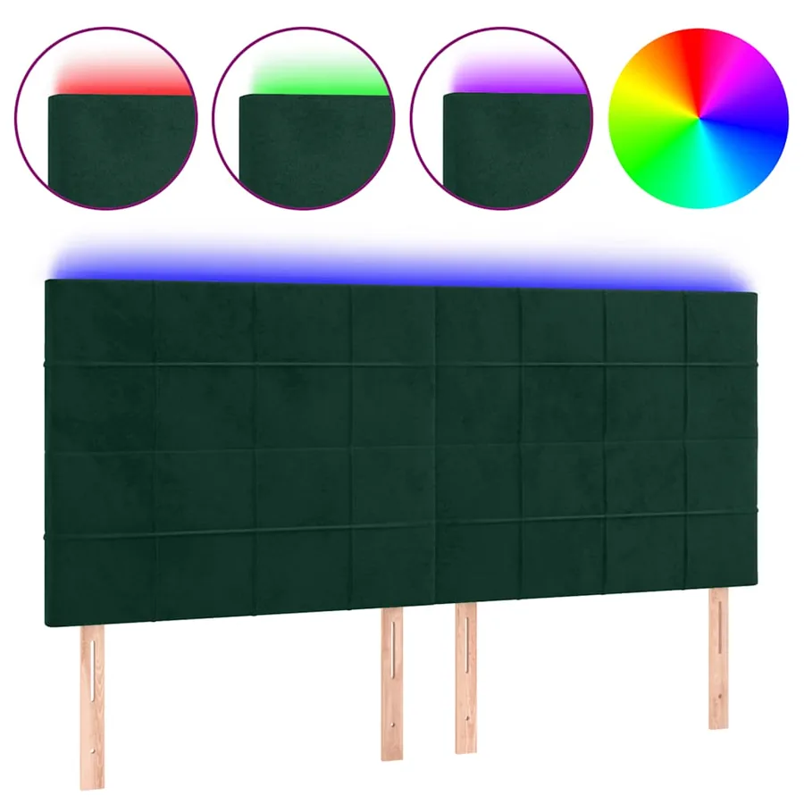 Tête de lit à LED Vert foncé 200x5x118/128 cm Velours - 2