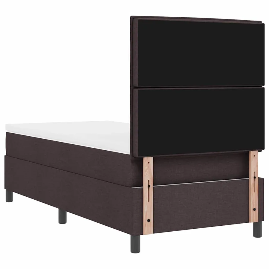 Lit à ressorts avec matelas Marron foncé 100 x 200 cm tissu - 9