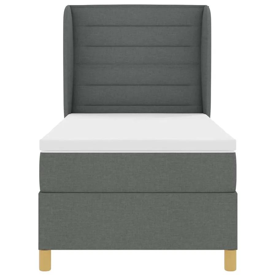 Lit à ressorts avec matelas Gris foncé 200 x 90 cm tissu - 7