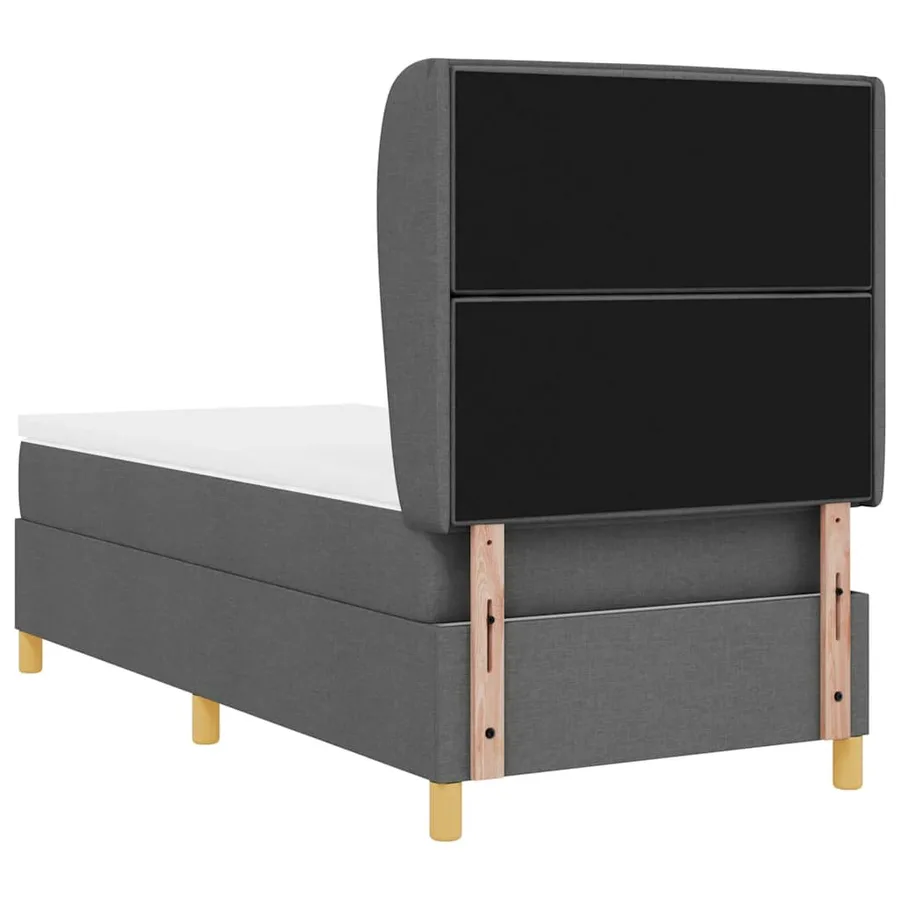 Lit à ressorts avec matelas Gris foncé 200 x 90 cm tissu - 9