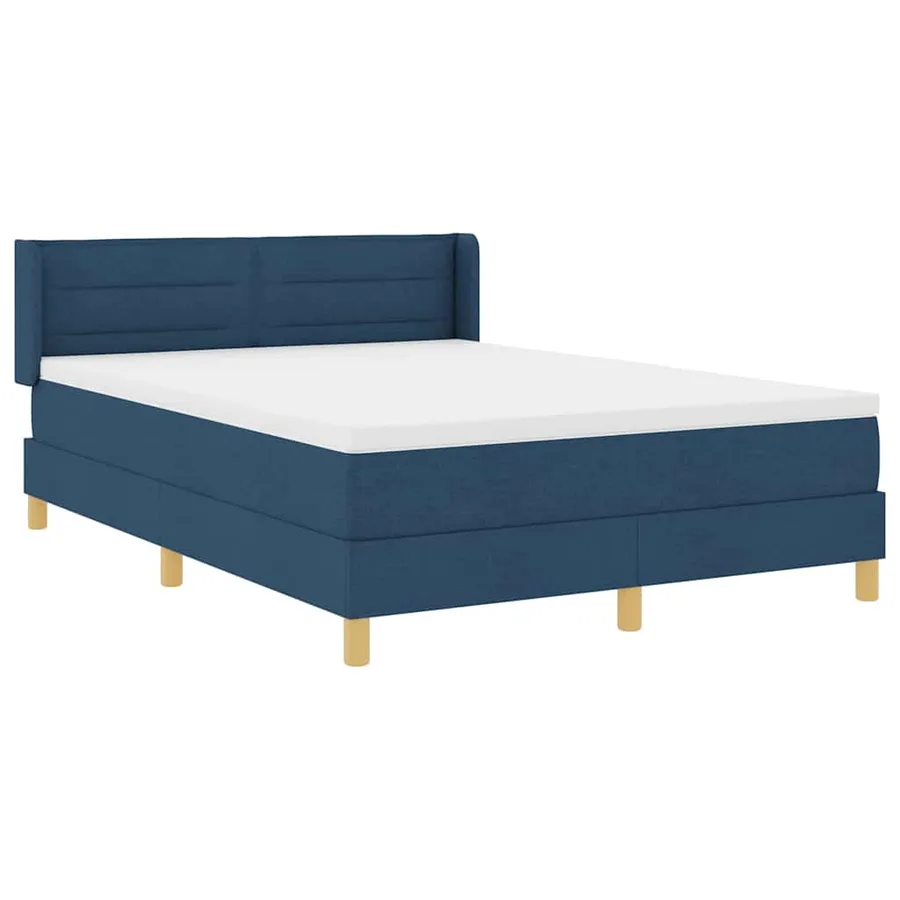 Lit à ressorts avec matelas Bleu 190 x 140 cm tissu - 6