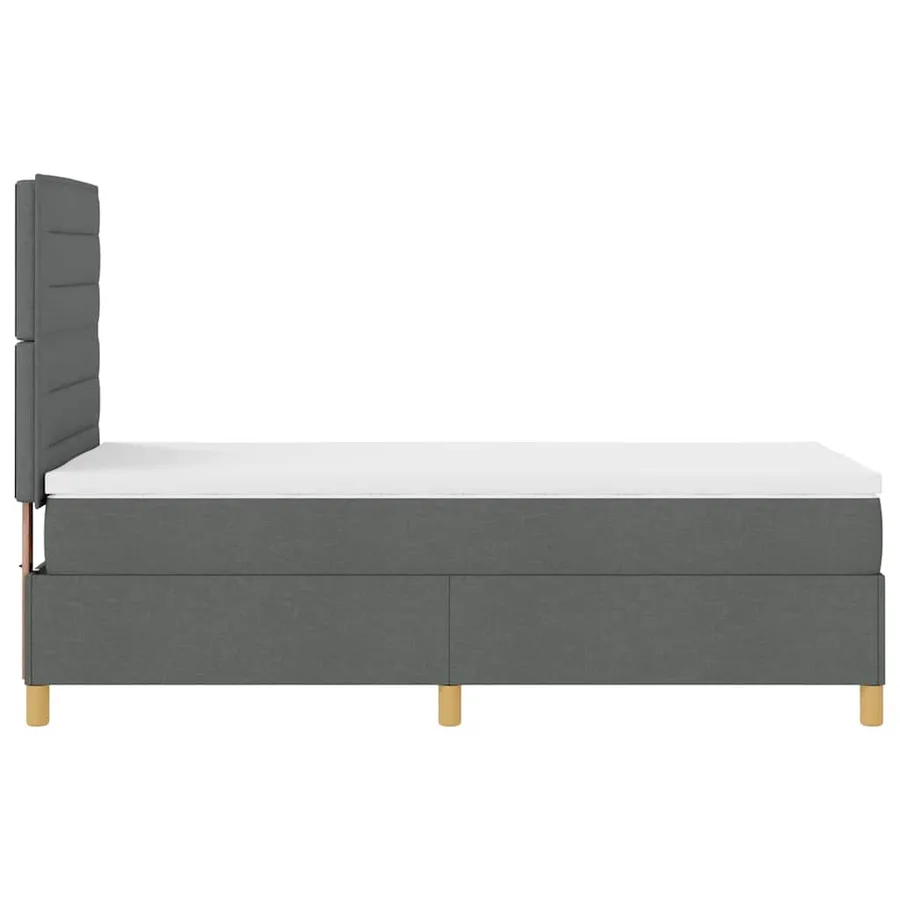 Lit à ressort LED avec matelas Gris foncé 90 x 200 cm tissu - 9
