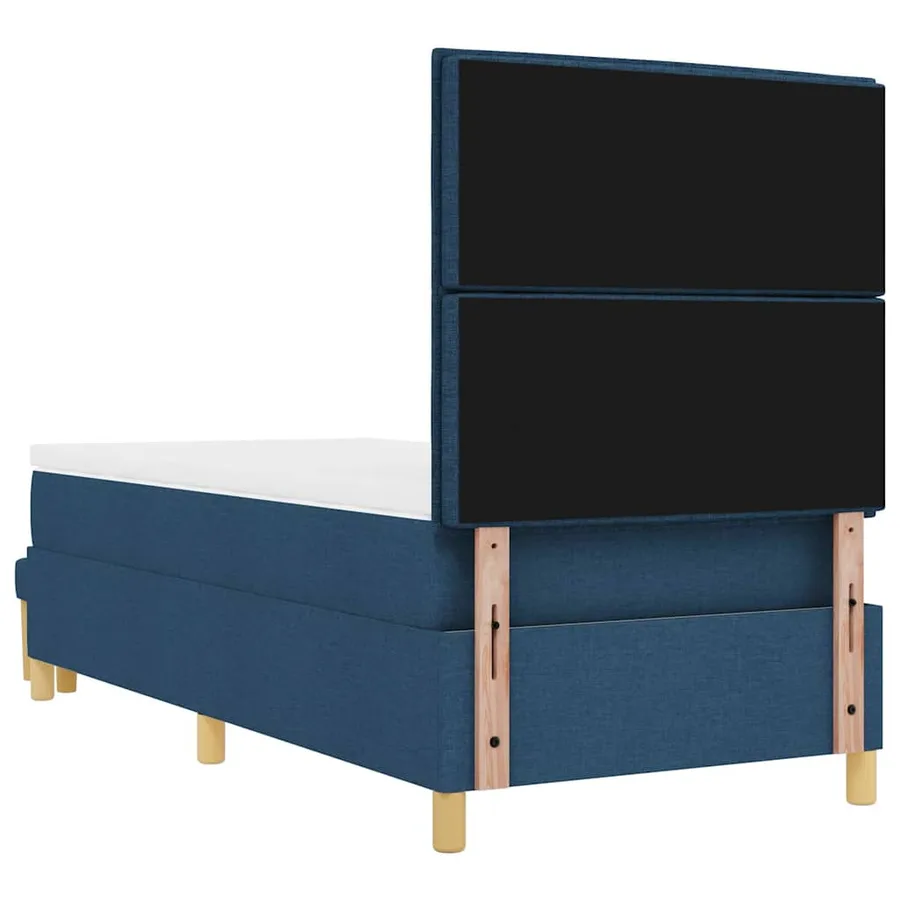 Lit à ressorts avec tête de lit Bleu 200 x 90 cm tissu - 10