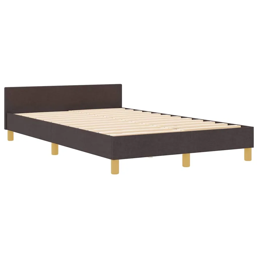 Cadre de lit avec tête de lit Marron foncé 120 x 190 cm tissu - 5