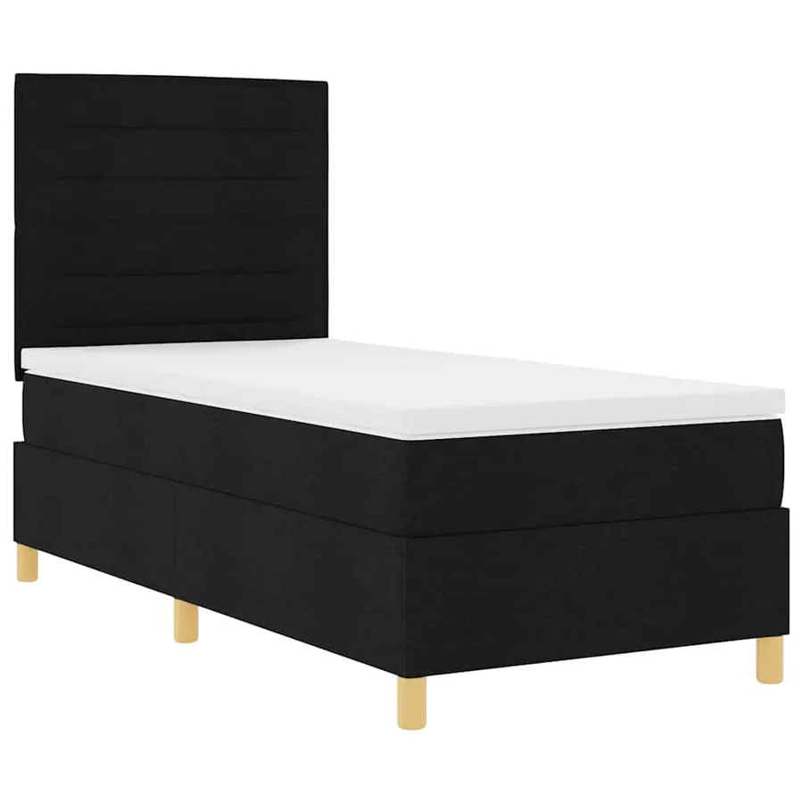 Lit à ressort LED avec matelas Noir 90 x 190 cm tissu - 6