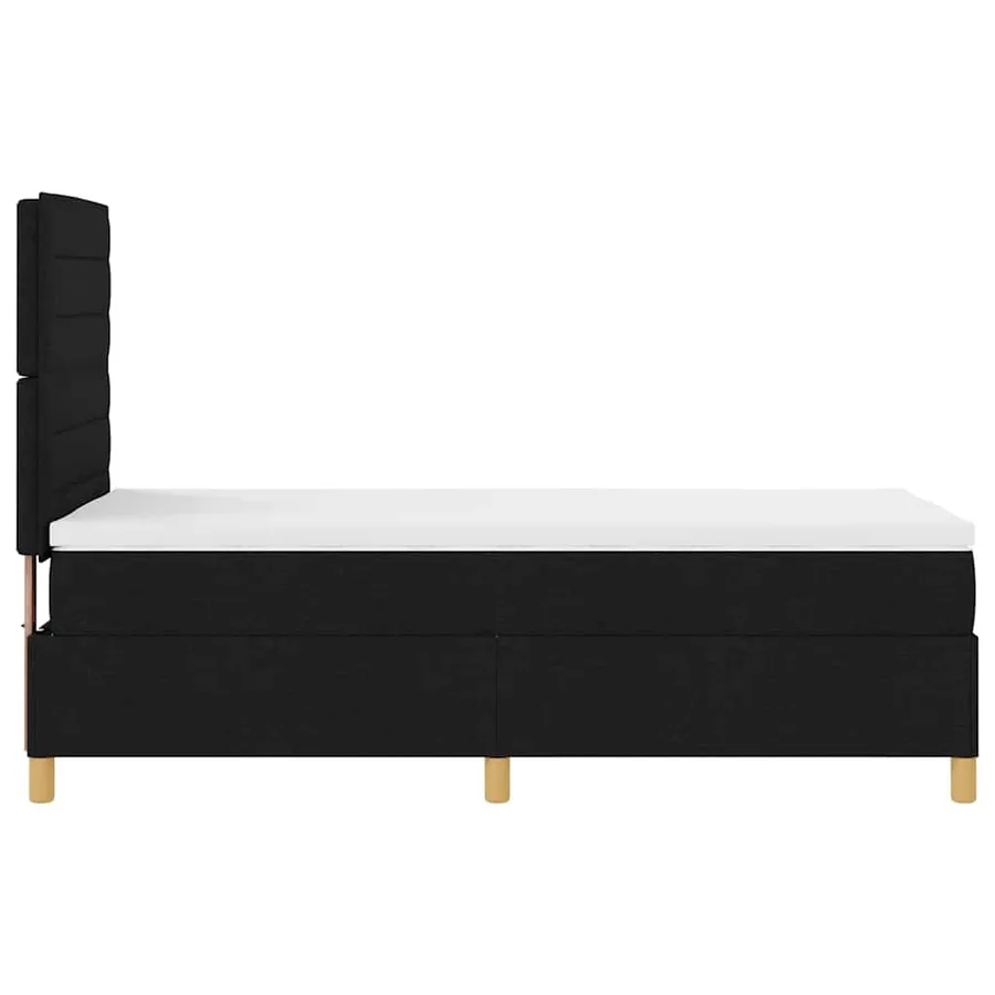 Lit à ressort LED avec matelas Noir 90 x 190 cm tissu - 9