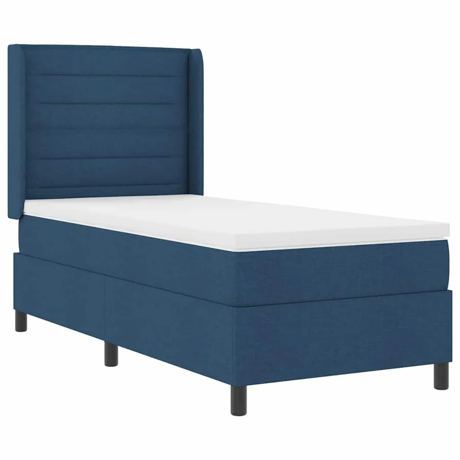 Lit à ressort LED avec matelas Bleu 90 x 200 cm tissu - 2