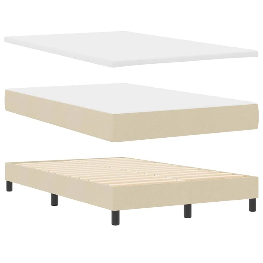 Lit à ressorts avec matelas avec LED Crème 120 x 190 cm tissu - 6