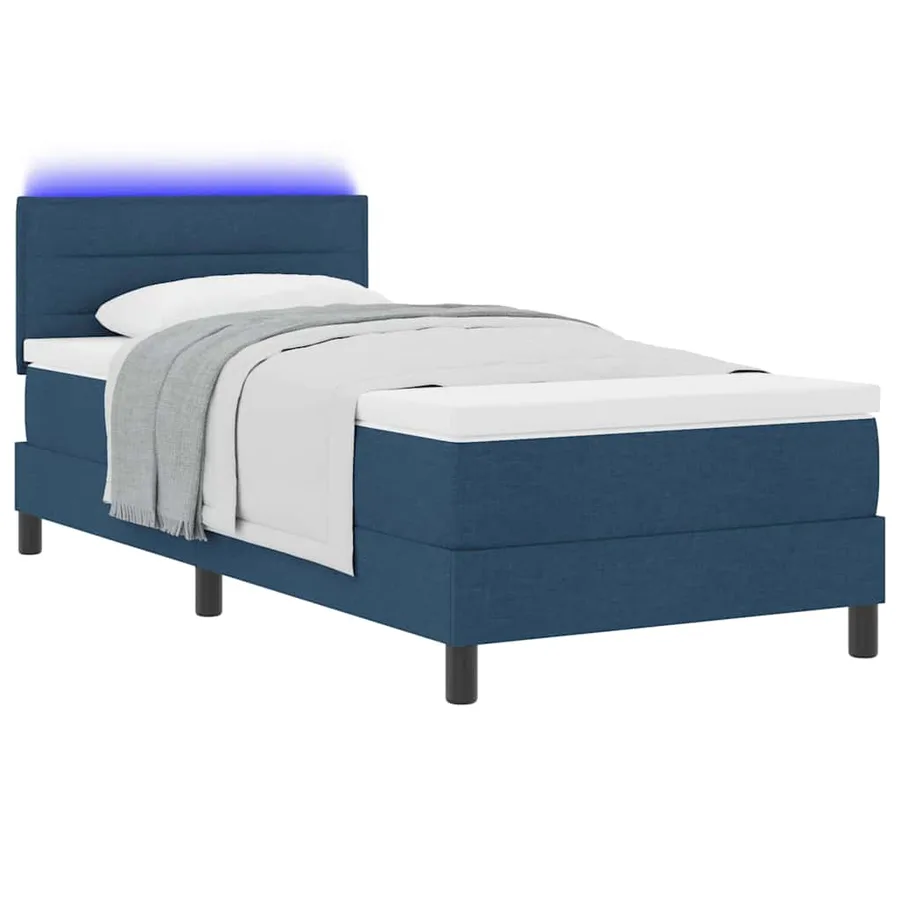 Lit à ressorts avec matelas avec LED Bleu 90 x 200 cm tissu - 3