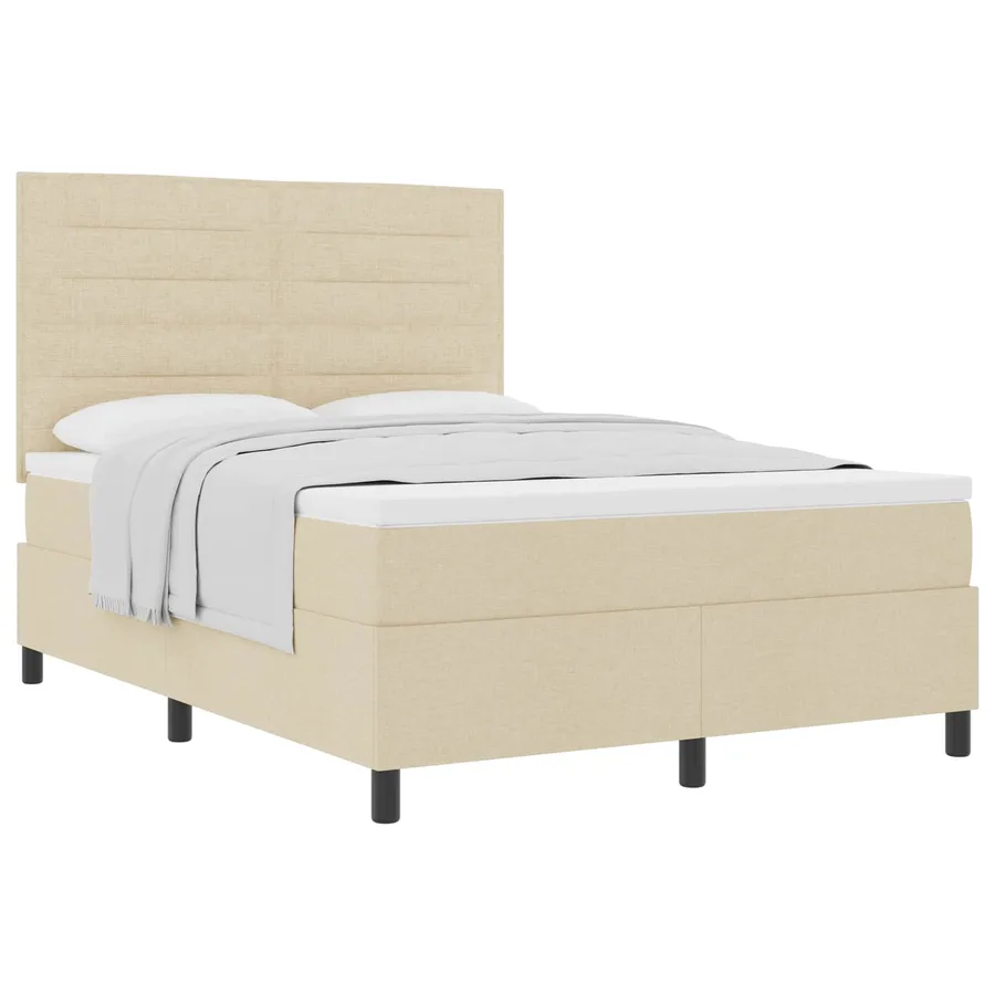 Lit à ressorts avec matelas Crème 140 x 200 cm tissu - 2