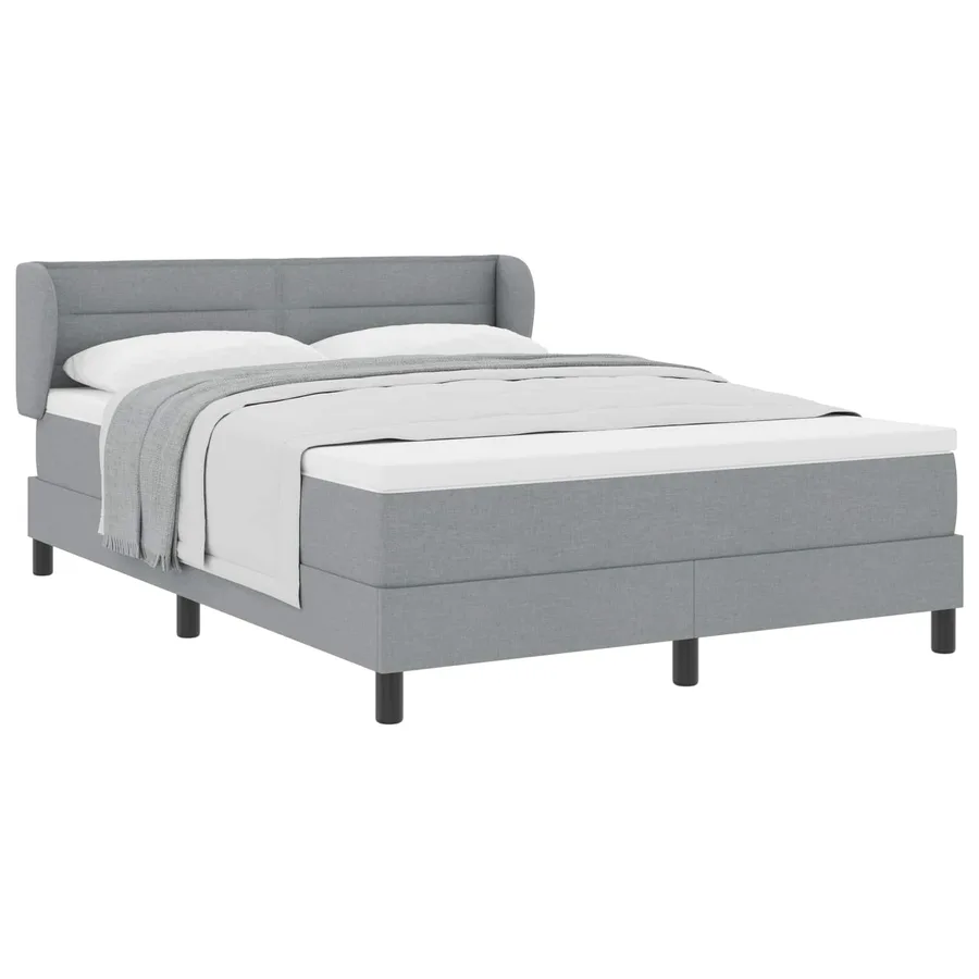 Lit à ressorts avec matelas Gris clair 160 x 200 cm tissu - 2