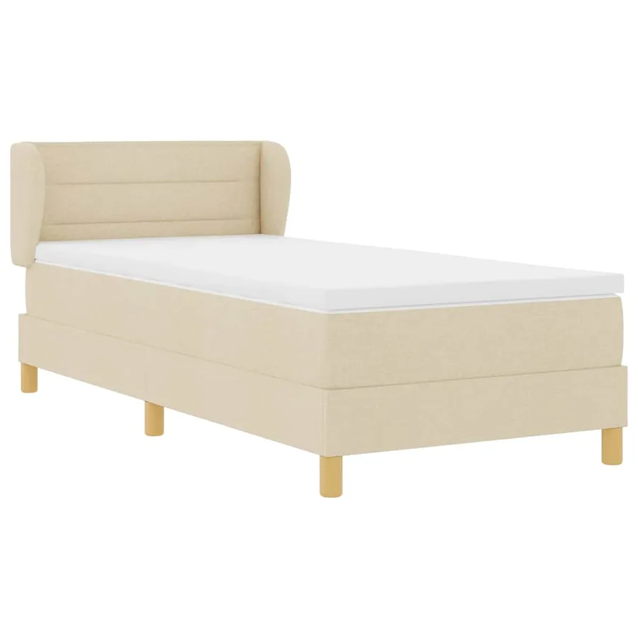 Lit à ressorts avec matelas Crème 100 x 200 cm tissu - 5