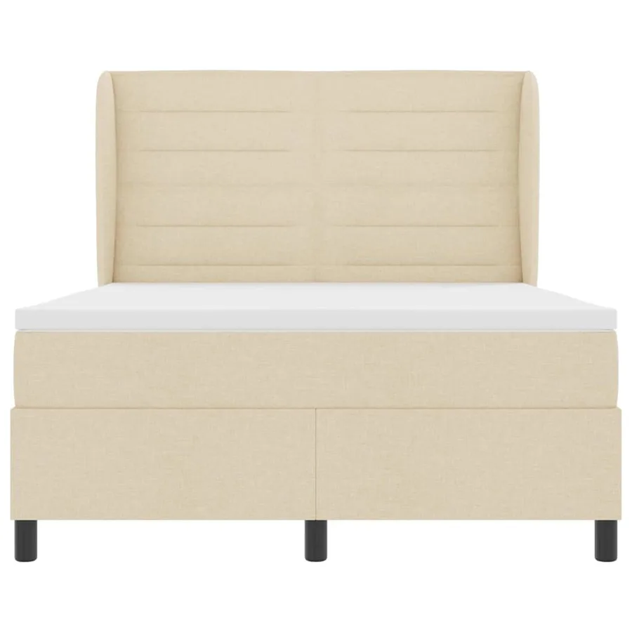 Lit à ressorts avec matelas Crème 140 x 190 cm tissu - 7