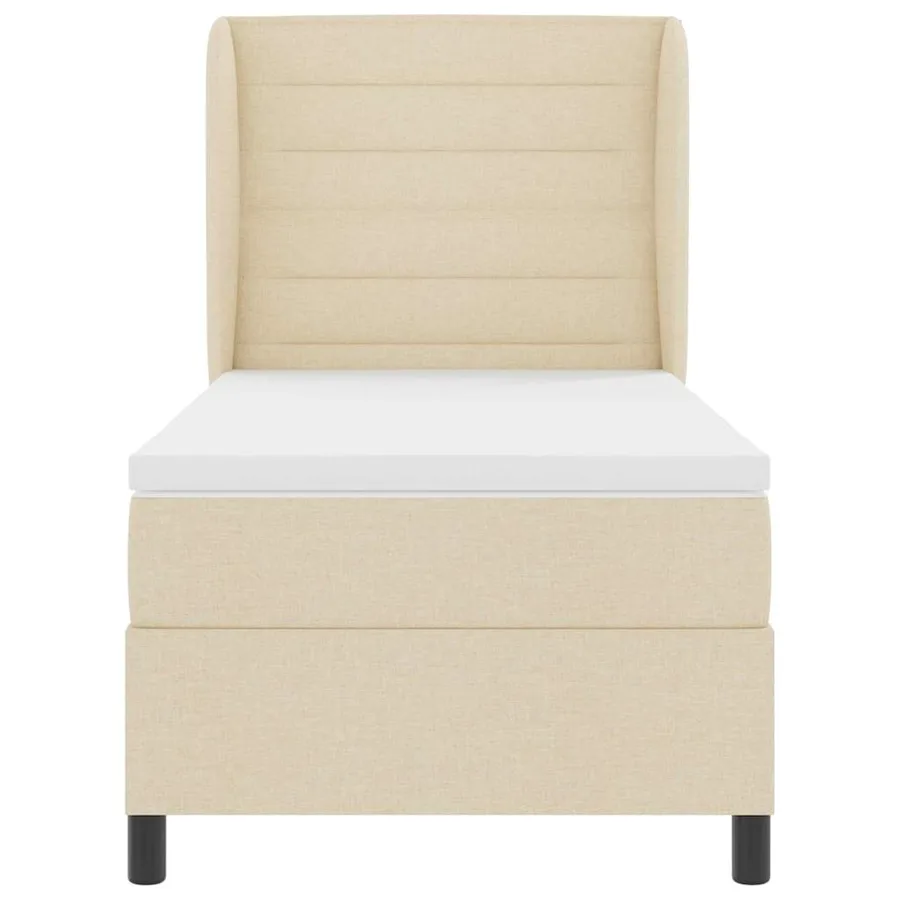 Lit à ressorts avec matelas Crème 100 x 200 cm tissu - 7